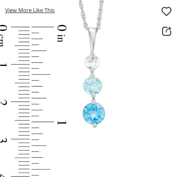 Blue and White Topaz Three Stone Pendant in Sterling Silver - Picture 4 of 7